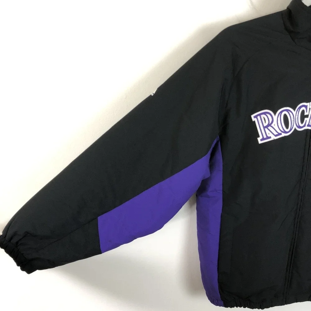 Vintage Majestic Colorado Rockies MLB Full Zip Jacket Youth Sz L Black Purple